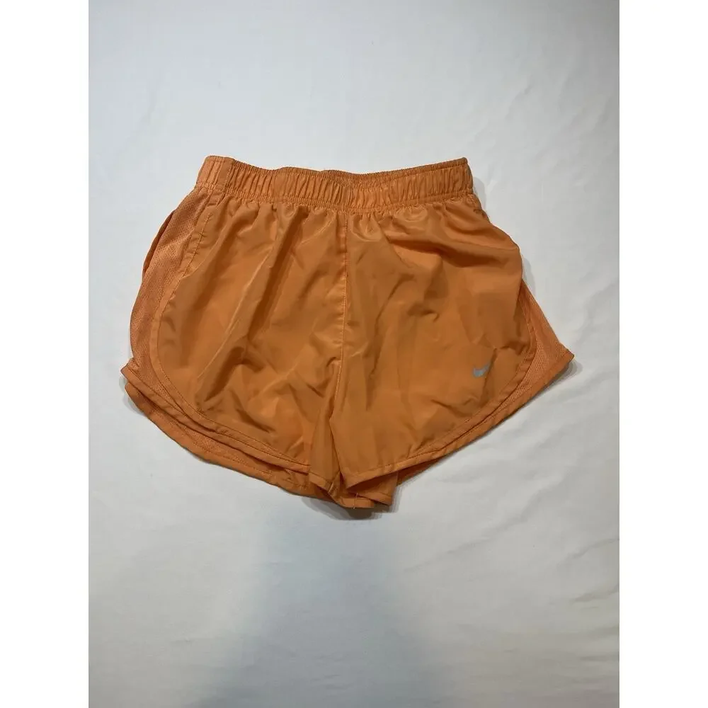 Nike Dri-FIT Running Shorts Women Small Peach Orange Brief Lined Workout